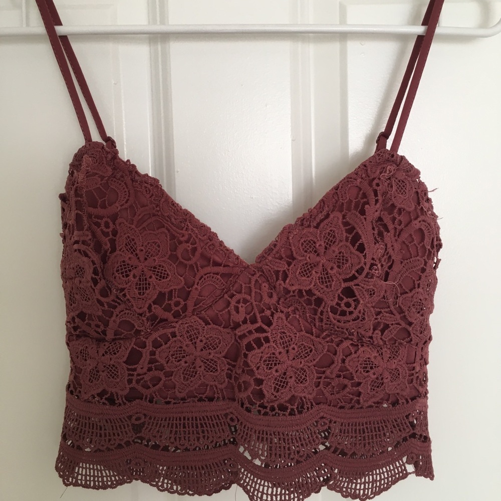 Maroon Lace Crop Top